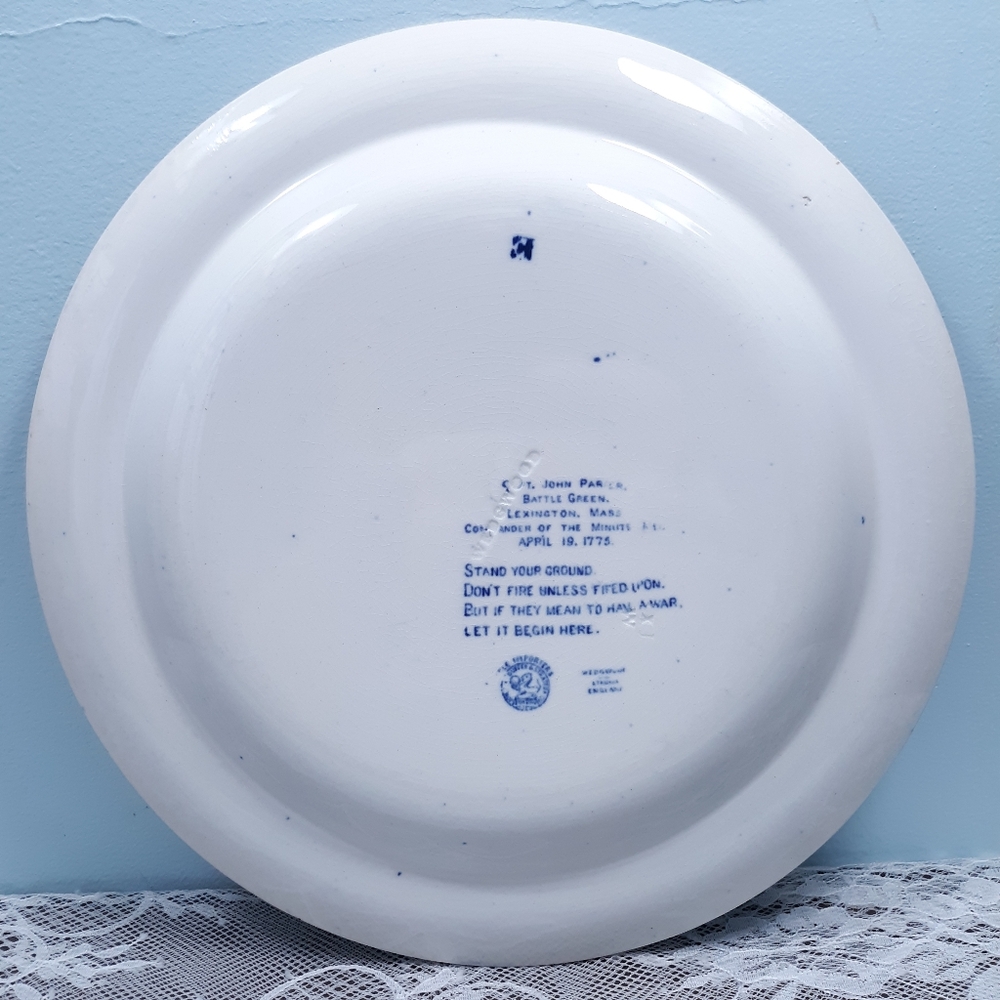 Wedgwood Blue Flow Revolutionary War Transferware Plate John Parker Lexington - Picture 2 of 11